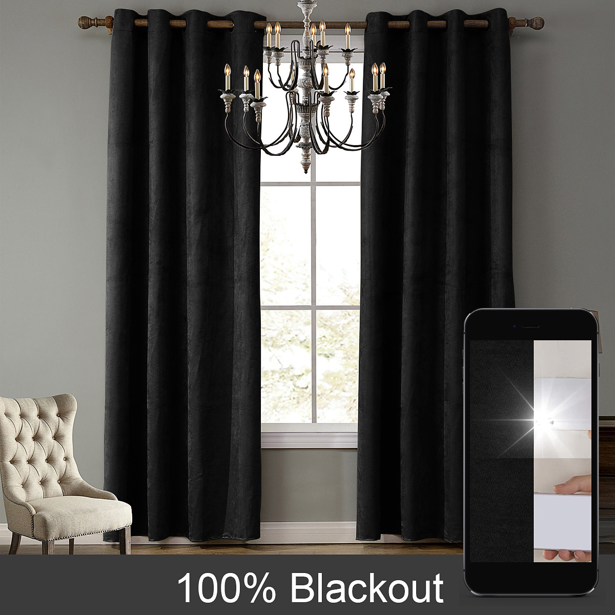 Dwcn Light Grey Blackout Curtains Room Darkening Thermal Insulated Grommet Light